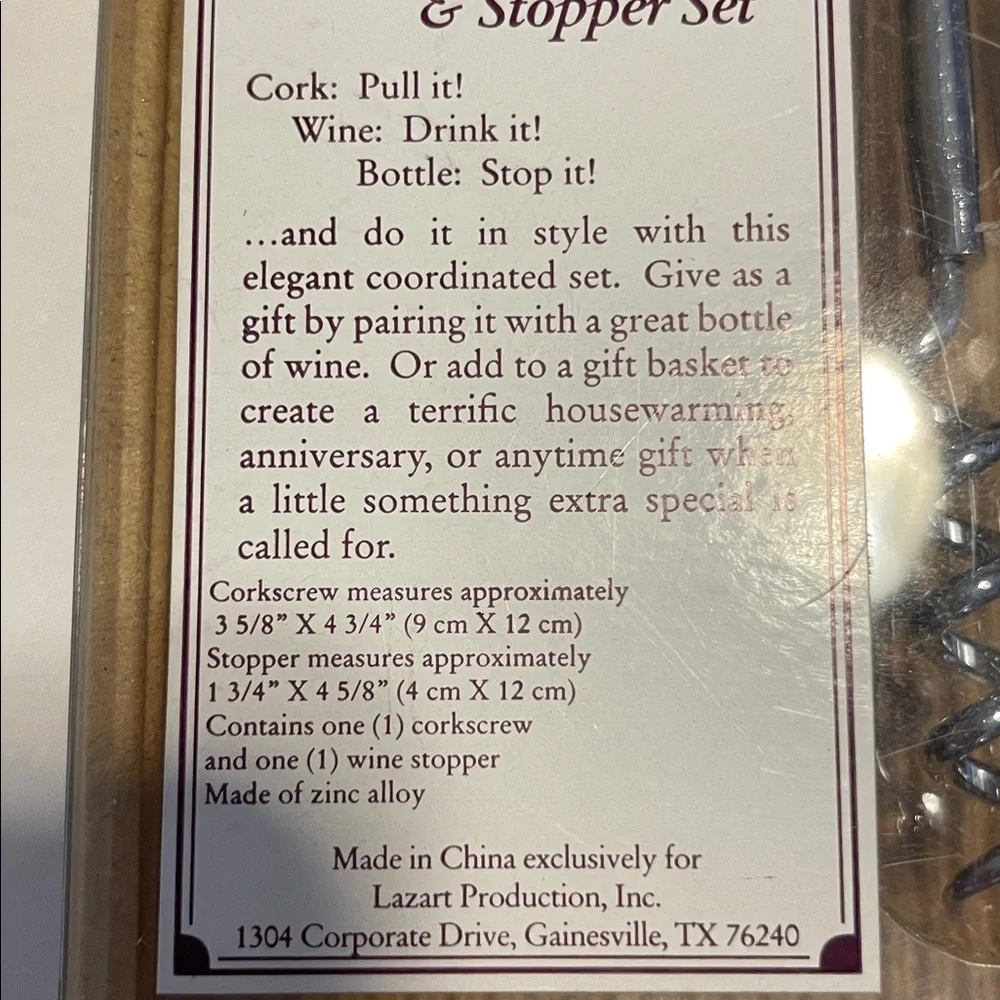 Wine Corkscrew & Stopper Set - Silver